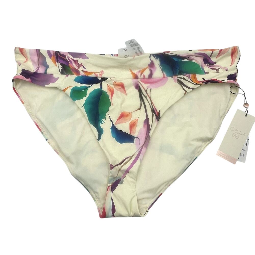 New Calia Swim Collection High Rise bottom XXL NWT White Floral